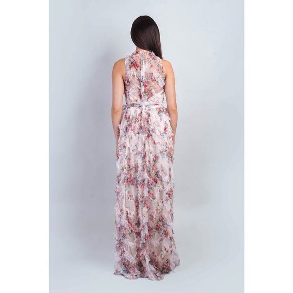 Chloe Dao Boutique Women’s Medium Floral Ruffle Trim Halter Maxi Dress - Picture 7 of 10
